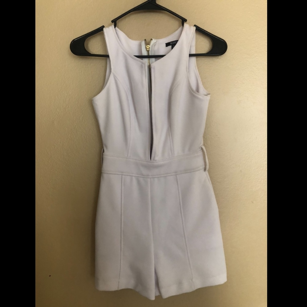 XOXO White Plunge Neck Romper